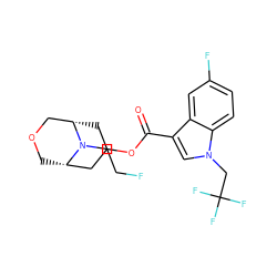 O=C(OC1C[C@H]2COC[C@@H](C1)N2CCF)c1cn(CC(F)(F)F)c2ccc(F)cc12 ZINC001772627168