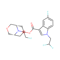 O=C(OC1C[C@H]2COC[C@@H](C1)N2CCF)c1cn(CC(F)F)c2ccc(F)cc12 ZINC000220960655