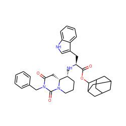 O=C(OC1C2CC3CC(C2)CC1C3)[C@H](Cc1c[nH]c2ccccc12)N[C@@H]1CCCN2C(=O)N(Cc3ccccc3)C(=O)C[C@H]12 ZINC000028459880