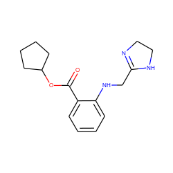 O=C(OC1CCCC1)c1ccccc1NCC1=NCCN1 ZINC000026733264