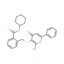 O=C(OC1CCCCC1)c1ccccc1CSc1c(O)oc(-c2ccccc2)cc1=O ZINC000100762227