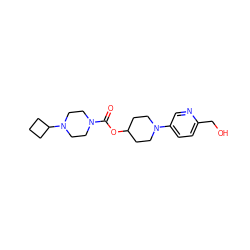 O=C(OC1CCN(c2ccc(CO)nc2)CC1)N1CCN(C2CCC2)CC1 ZINC000223521477