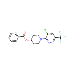 O=C(OC1CCN(c2ncc(C(F)(F)F)cc2Cl)CC1)c1ccccc1 ZINC000020365194