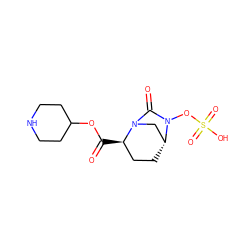 O=C(OC1CCNCC1)[C@@H]1CC[C@@H]2CN1C(=O)N2OS(=O)(=O)O ZINC000096168646