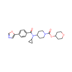 O=C(OC1CCOCC1)N1CCC(N(C(=O)c2ccc(-c3cnco3)cc2)C2CC2)CC1 ZINC000207702342