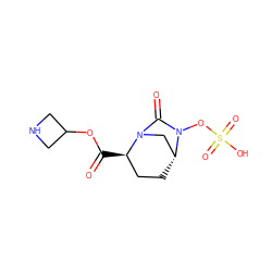 O=C(OC1CNC1)[C@@H]1CC[C@@H]2CN1C(=O)N2OS(=O)(=O)O ZINC000096168649