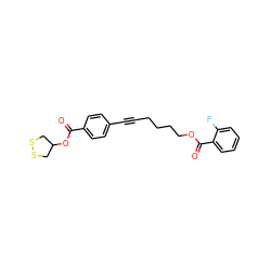 O=C(OC1CSSC1)c1ccc(C#CCCCCOC(=O)c2ccccc2F)cc1 ZINC000299866813