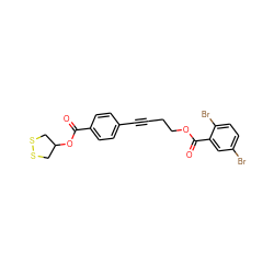 O=C(OC1CSSC1)c1ccc(C#CCCOC(=O)c2cc(Br)ccc2Br)cc1 ZINC000299865871