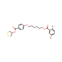 O=C(OC1CSSC1)c1ccc(OCCCCCCOC(=O)c2cc(Br)ccc2Br)cc1 ZINC000299866359