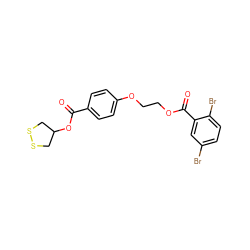 O=C(OC1CSSC1)c1ccc(OCCOC(=O)c2cc(Br)ccc2Br)cc1 ZINC000299859900