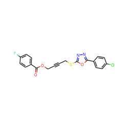 O=C(OCC#CCSc1nnc(-c2ccc(Cl)cc2)o1)c1ccc(F)cc1 ZINC000036381526