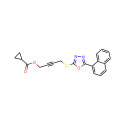 O=C(OCC#CCSc1nnc(-c2cccc3ccccc23)o1)C1CC1 ZINC000036381513