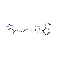 O=C(OCC#CCSc1nnc(-c2cccc3ccccc23)o1)c1c[nH]cn1 ZINC000036380713