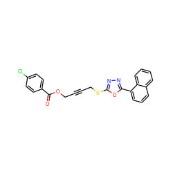 O=C(OCC#CCSc1nnc(-c2cccc3ccccc23)o1)c1ccc(Cl)cc1 ZINC000009209574