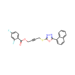 O=C(OCC#CCSc1nnc(-c2cccc3ccccc23)o1)c1ccc(F)cc1F ZINC000036381501