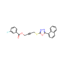 O=C(OCC#CCSc1nnc(-c2cccc3ccccc23)o1)c1cccc(F)c1 ZINC000036381516