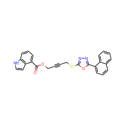 O=C(OCC#CCSc1nnc(-c2cccc3ccccc23)o1)c1cccc2[nH]ccc12 ZINC000036380714