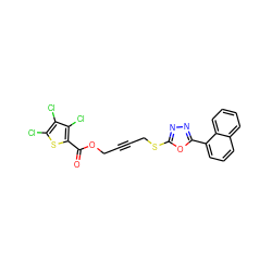 O=C(OCC#CCSc1nnc(-c2cccc3ccccc23)o1)c1sc(Cl)c(Cl)c1Cl ZINC000036381495