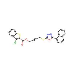O=C(OCC#CCSc1nnc(-c2cccc3ccccc23)o1)c1sc2ccccc2c1Cl ZINC000002329200