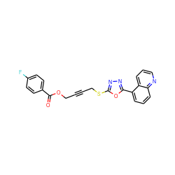 O=C(OCC#CCSc1nnc(-c2cccc3ncccc23)o1)c1ccc(F)cc1 ZINC000036381528