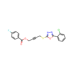 O=C(OCC#CCSc1nnc(-c2ccccc2Cl)o1)c1ccc(F)cc1 ZINC000036381523