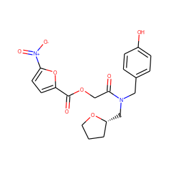 O=C(OCC(=O)N(Cc1ccc(O)cc1)C[C@@H]1CCCO1)c1ccc([N+](=O)[O-])o1 ZINC000066259355