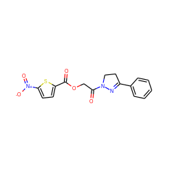 O=C(OCC(=O)N1CCC(c2ccccc2)=N1)c1ccc([N+](=O)[O-])s1 ZINC000006054482