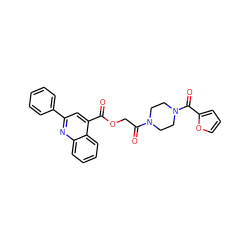 O=C(OCC(=O)N1CCN(C(=O)c2ccco2)CC1)c1cc(-c2ccccc2)nc2ccccc12 ZINC000003249632