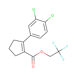 O=C(OCC(F)(F)F)C1=C(c2ccc(Cl)c(Cl)c2)CCC1 ZINC000028957313