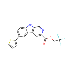 O=C(OCC(F)(F)F)c1cc2c(cn1)[nH]c1ccc(-c3cccs3)cc12 ZINC000064512653