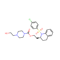 O=C(OCC[C@@H]1CCc2ccccc2N1S(=O)(=O)c1ccc(Cl)cc1)N1CCN(CCO)CC1 ZINC000028704190