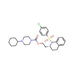 O=C(OCC[C@H]1CCc2ccccc2N1S(=O)(=O)c1ccc(Cl)cc1)N1CCN(C2CCCCC2)CC1 ZINC000028704228