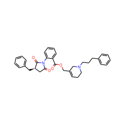 O=C(OCC1=CCCN(CCCc2ccccc2)C1)c1ccccc1N1C(=O)C[C@@H](Cc2ccccc2)C1=O ZINC000073389842