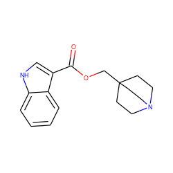 O=C(OCC12CCN(CC1)CC2)c1c[nH]c2ccccc12 ZINC000059185276