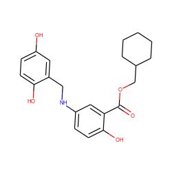 O=C(OCC1CCCCC1)c1cc(NCc2cc(O)ccc2O)ccc1O ZINC000013735426