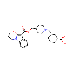 O=C(OCC1CCN(C[C@H]2CCC[C@H](C(=O)O)C2)CC1)c1c2n(c3ccccc13)CCCO2 ZINC000299830779