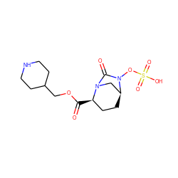 O=C(OCC1CCNCC1)[C@@H]1CC[C@H]2CN1C(=O)N2OS(=O)(=O)O ZINC000096168683