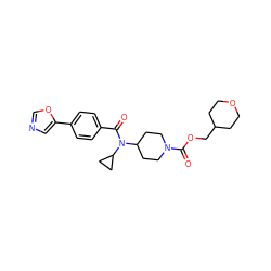 O=C(OCC1CCOCC1)N1CCC(N(C(=O)c2ccc(-c3cnco3)cc2)C2CC2)CC1 ZINC000223651395