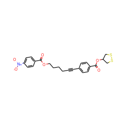 O=C(OCCCCC#Cc1ccc(C(=O)OC2CSSC2)cc1)c1ccc([N+](=O)[O-])cc1 ZINC000299857836