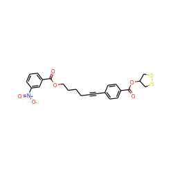 O=C(OCCCCC#Cc1ccc(C(=O)OC2CSSC2)cc1)c1cccc([N+](=O)[O-])c1 ZINC000299860644