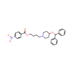 O=C(OCCCCN1CCC(OC(c2ccccc2)c2ccccc2)CC1)c1ccc([N+](=O)[O-])cc1 ZINC000028650652