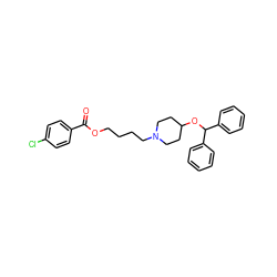 O=C(OCCCCN1CCC(OC(c2ccccc2)c2ccccc2)CC1)c1ccc(Cl)cc1 ZINC000028650644