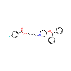 O=C(OCCCCN1CCC(OC(c2ccccc2)c2ccccc2)CC1)c1ccc(F)cc1 ZINC000028650648