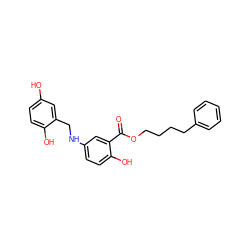 O=C(OCCCCc1ccccc1)c1cc(NCc2cc(O)ccc2O)ccc1O ZINC000013735435