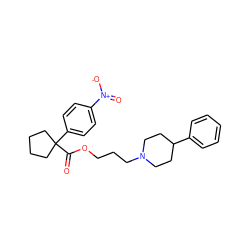 O=C(OCCCN1CCC(c2ccccc2)CC1)C1(c2ccc([N+](=O)[O-])cc2)CCCC1 ZINC000013737408