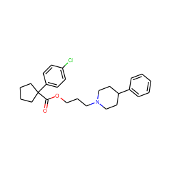 O=C(OCCCN1CCC(c2ccccc2)CC1)C1(c2ccc(Cl)cc2)CCCC1 ZINC000013737409