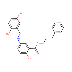 O=C(OCCCc1ccccc1)c1cc(NCc2cc(O)ccc2O)ccc1O ZINC000001538058