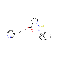 O=C(OCCCc1cccnc1)[C@@H]1CCCN1C(=S)NC1C2CC3CC(C2)CC1C3 ZINC000027559242