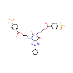 O=C(OCCCn1c(=O)c2[nH]c(C3CCCC3)nc2n(CCCOC(=O)c2ccc(S(=O)(=O)F)cc2)c1=O)c1ccc(S(=O)(=O)F)cc1 ZINC000049733785