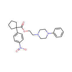 O=C(OCCN1CCN(c2ccccc2)CC1)C1(c2ccc([N+](=O)[O-])cc2)CCCC1 ZINC000013737404